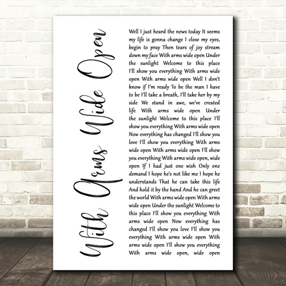 Creed With Arms Wide Open White Script Song Lyric Music Art Print