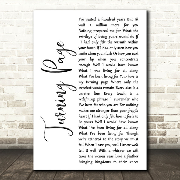 Sleeping At Last Turning Page White Script Song Lyric Music Art Print