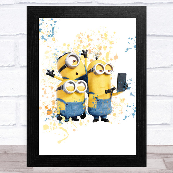 Minions Someone Say Selfie Splatter Art Children's Kids Wall Art Print