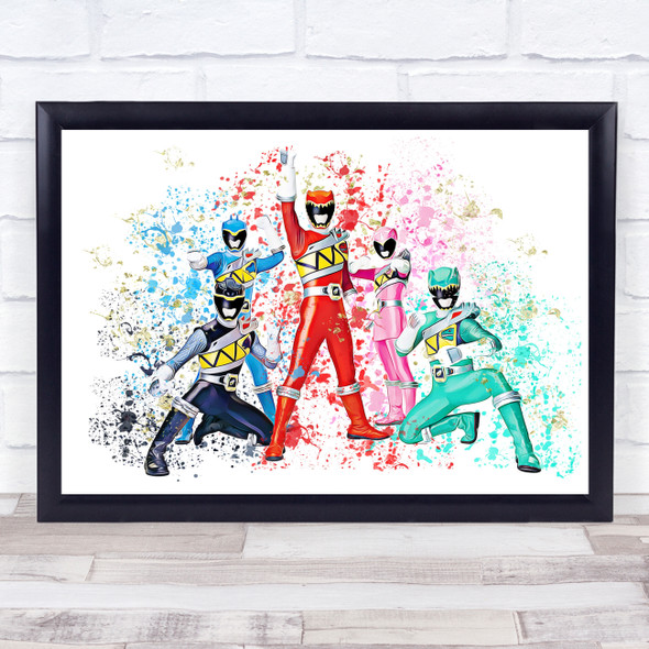 Power Rangers Dino Charge Splatter Art Children's Kids Wall Art Print