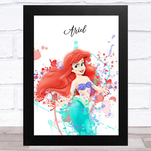 Ariel Mermaid Disney Splatter Art Children's Kids Wall Art Print