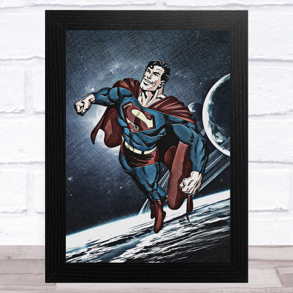 Superman Vintage Blue Children's Kids Wall Art Print