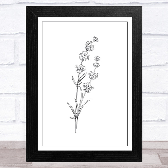 Simple Black Thistle Flower Home Wall Art Print