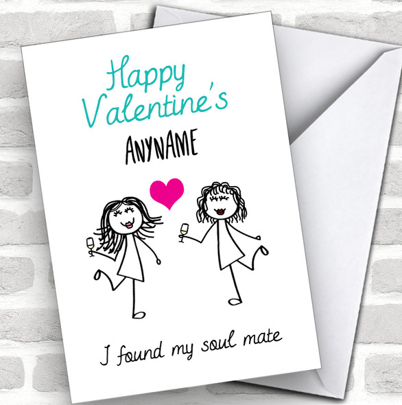 So Glad I Found My Lesbian Soul Mate Personalized Valentine's Day Card