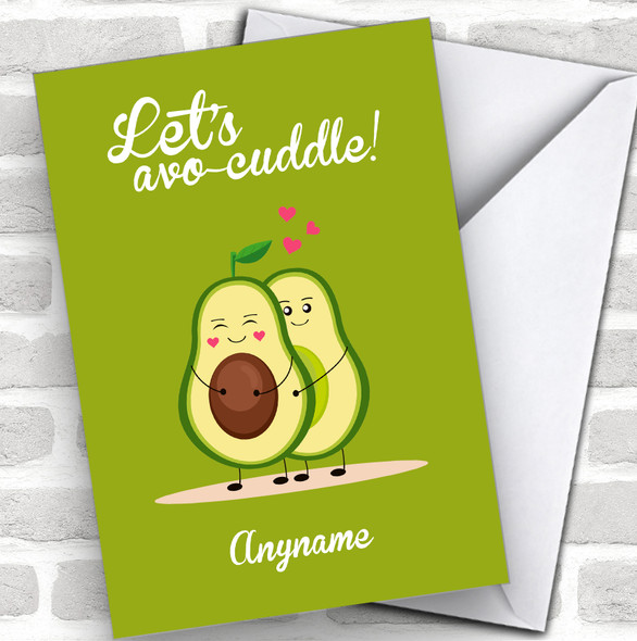 Cute Avocados Let's Avo Cuddle Personalized Valentine's Day Card