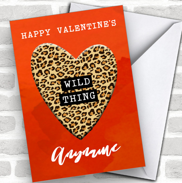 Wild Thing Leopard Print Heart Personalized Valentine's Day Card