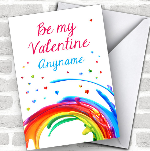 Be My Valentine Rainbow Pride Personalized Valentine's Day Card