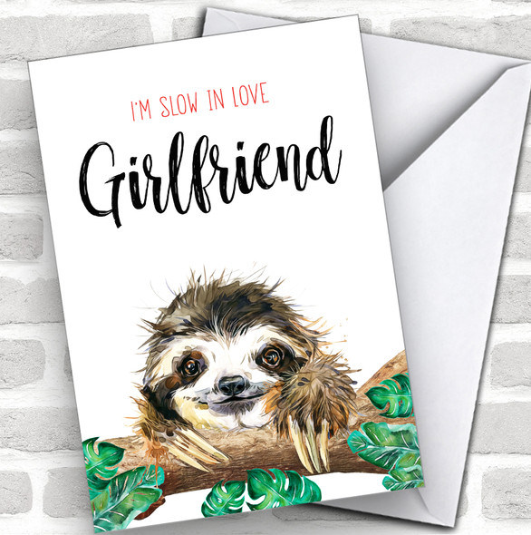 Cute Sloth Girlfriend Personalized Valentine's Day Card
