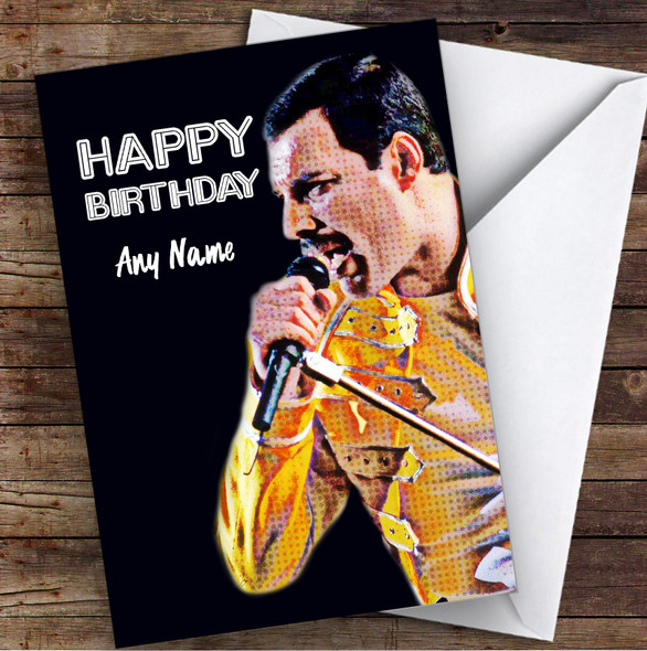 Freddie Mercury Black Pop Art Celebrity Personalized Birthday Card