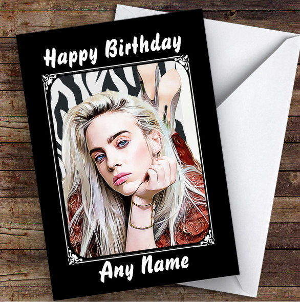 Billie Eilish Animal Print Celebrity Personalized Birthday Card