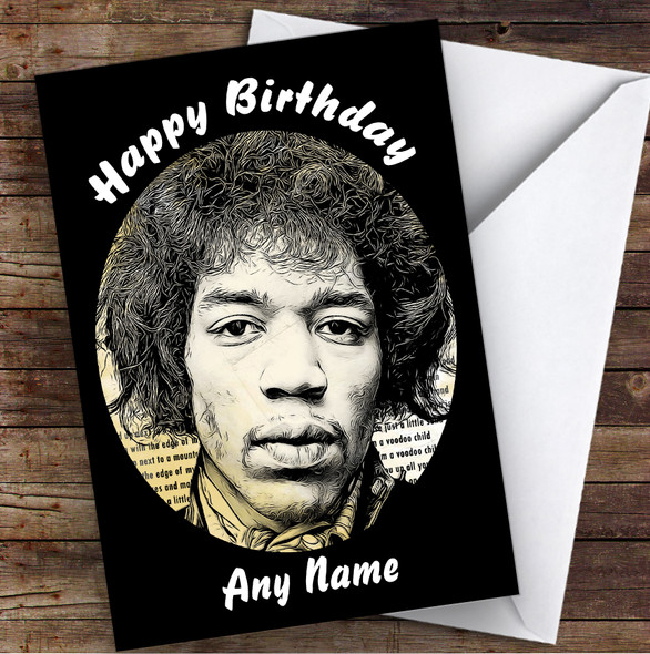 Jimi Hendrix Face Celebrity Personalized Birthday Card