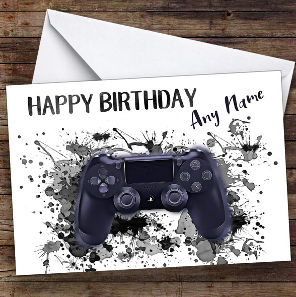 Gaming Psp Controller Splatter Art Children's Kids Personalized Birthday Card