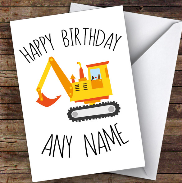 Construction Digger Truck Builder Children's Kids Personalized Birthday Card