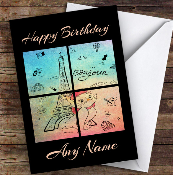 Marie The Aristocats Grunge Style Children's Kids Personalized Birthday Card