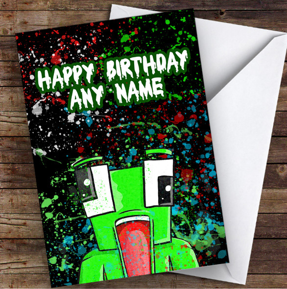 Unspeakable Youtuber Frog Splatter Art Black Children's Kids Birthday Card