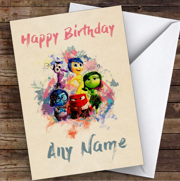 Watercolor Splatter Inside Out Children's Kids Personalized Birthday Card