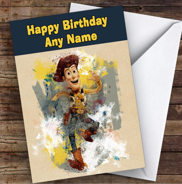 Toy Story Sheriff Woody Vintage Watercolor Children's Kids Birthday Card