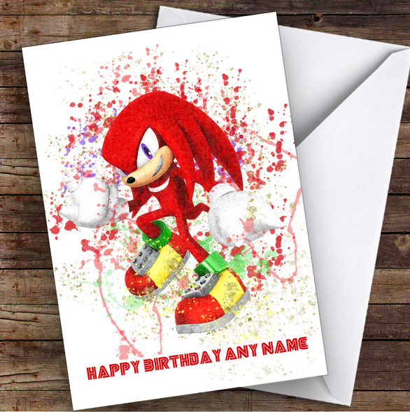 Knuckles Sonic The Hedgehog Splatter Art Children's Kids Birthday Card