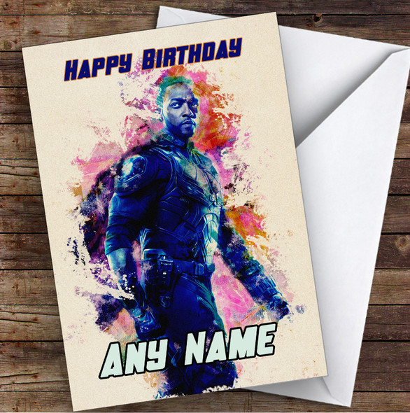 Falcon Watercolor Splatter Children's Kids Personalized Birthday Card