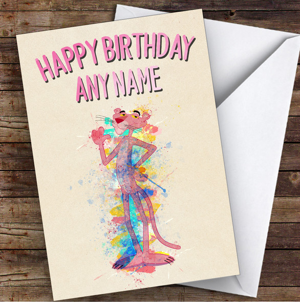 The Pink Panther Vintage Children's Kids Personalized Birthday Card
