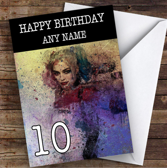 Harley Quinn Smudge Children's Kids Personalized Birthday Card