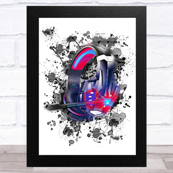 Gaming Headphones Splatter Art Children's Kid's Wall Art Print