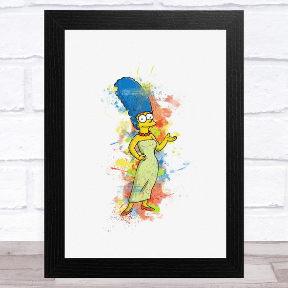 Marge Simpson Watercolor Splatter The Simpsons Children's Kid's Wall Art Print