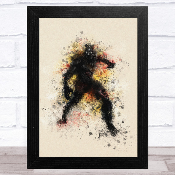 Black Panther Watercolor Splatter Children's Kid's Wall Art Print