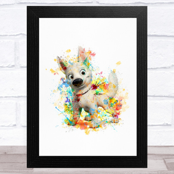 Bolt Disney Watercolor Splatter Children's Kid's Wall Art Print