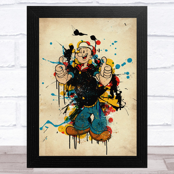 Popeye The Sailor Splatter Children's Kid's Wall Art Print