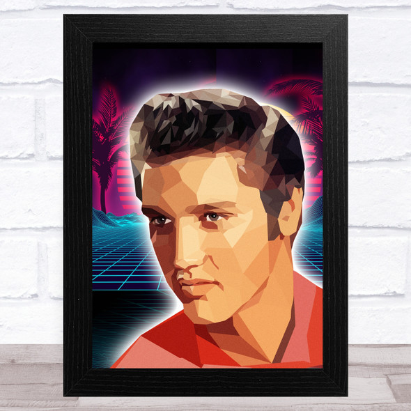 Elvis Presley Polygon Neon Palm Trees Celeb Wall Art Print