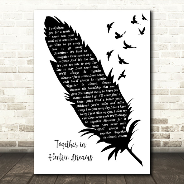 Philip Oakey & Giorgio Moroder Together in Electric Dreams Black & White Feather & Birds Song Lyric Art Print