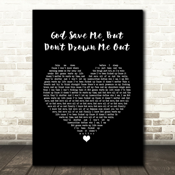 Yungblud god save me, but don't drown me out Black Heart Song Lyric Art Print