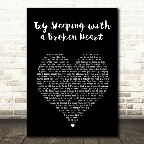 Alicia Keys Try Sleeping with a Broken Heart Black Heart Song Lyric Art Print