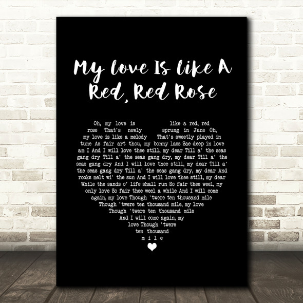Eddi Reader My Love Is Like A Red, Red Rose Black Heart Song Lyric Art Print
