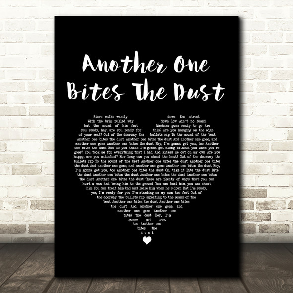 Queen Another One Bites The Dust Black Heart Song Lyric Art Print