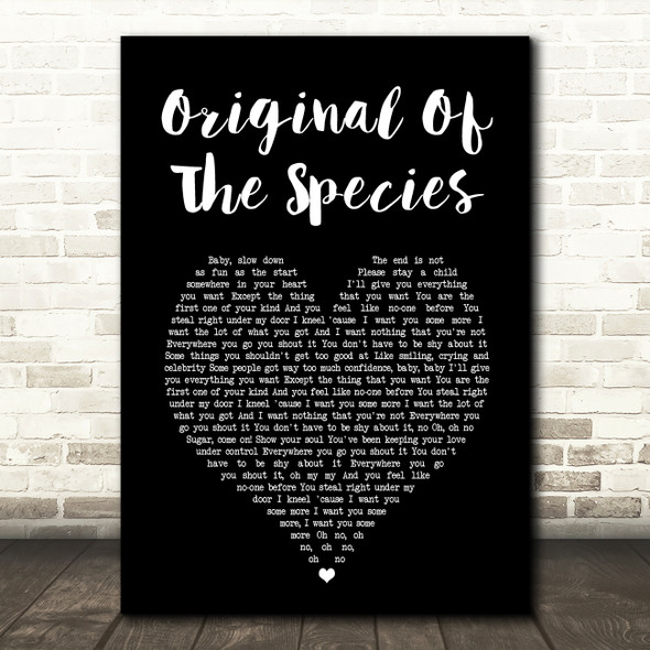U2 Original Of The Species Black Heart Song Lyric Art Print