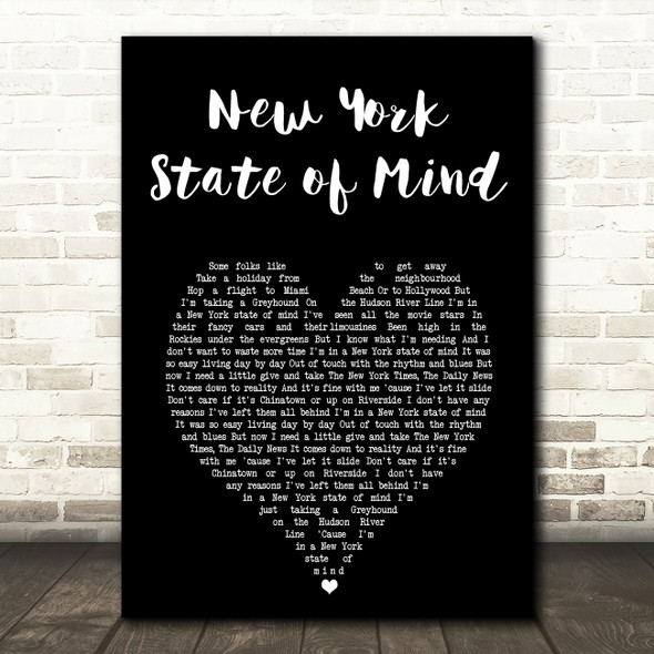 Billy Joel New York State of Mind Black Heart Song Lyric Art Print