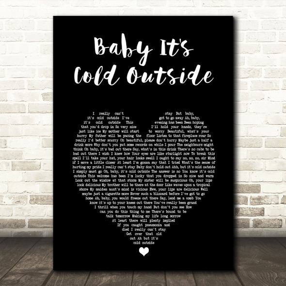 Tom Jones Baby It's Cold Outside Black Heart Song Lyric Art Print