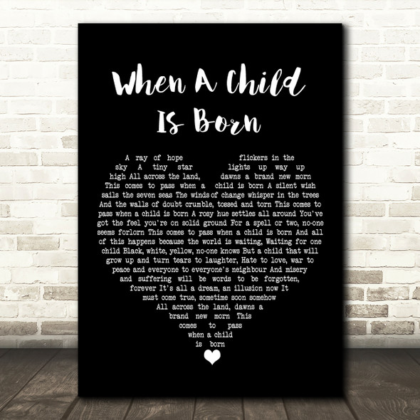 Johnny Mathis When A Child Is Born Black Heart Song Lyric Art Print