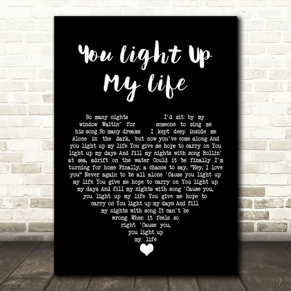 Debby Boone You Light Up My Life Black Heart Song Lyric Art Print