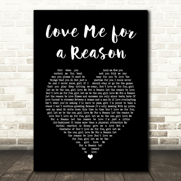 The Osmonds Love Me for a Reason Black Heart Song Lyric Art Print