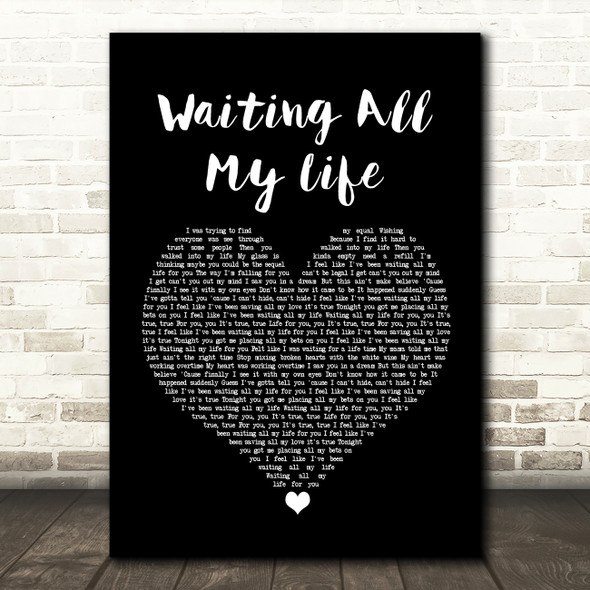 PHB & Jack, Hayla Waiting All My Life Black Heart Song Lyric Art Print