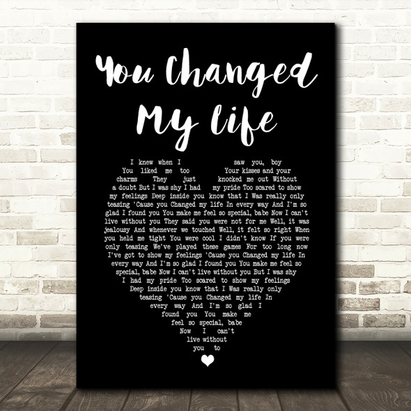 Mel and Kim You Changed My Life Black Heart Song Lyric Art Print