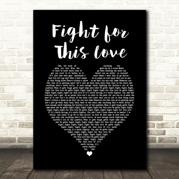 Cheryl Fight for This Love Black Heart Song Lyric Art Print