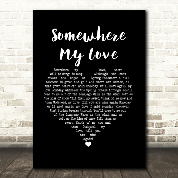 Frank Sinatra Somewhere My Love Black Heart Song Lyric Art Print