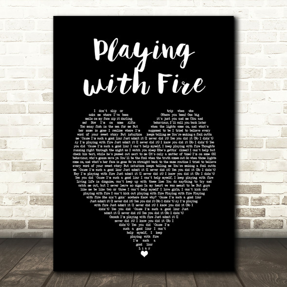 N-Dubz Playing with Fire Black Heart Song Lyric Art Print