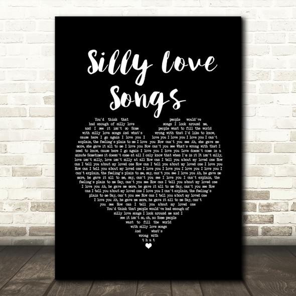 Paul McCartney & Wings Silly Love Songs Black Heart Song Lyric Art Print