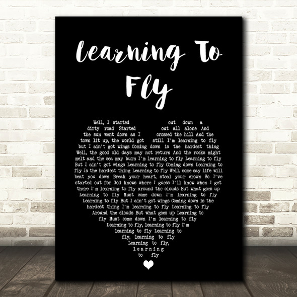 Tom Petty And The Heartbreakers Learning To Fly Black Heart Song Lyric Art Print