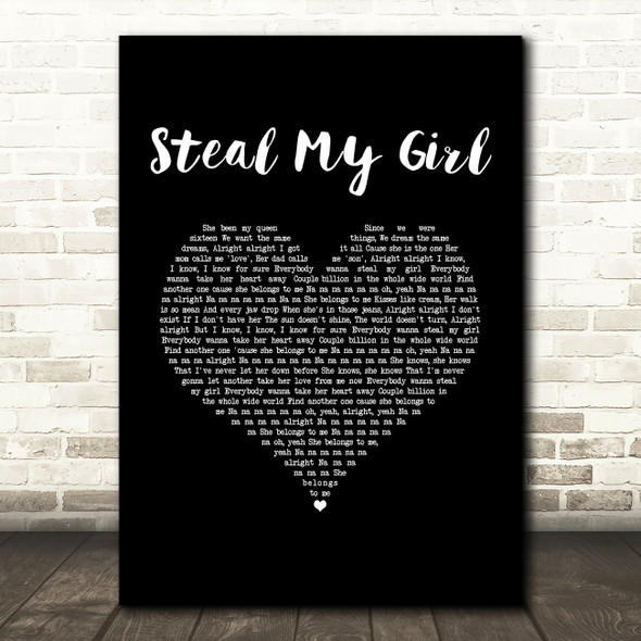 One Direction Steal My Girl Black Heart Song Lyric Art Print